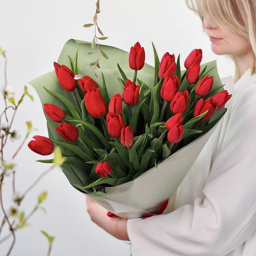 Bouquet de tulipes rouges (25 tiges)
