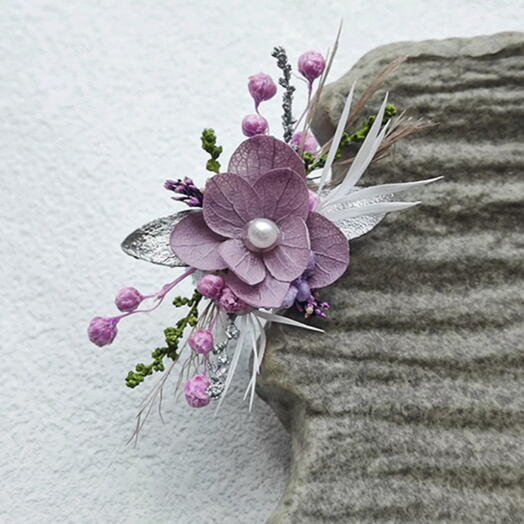 Bague Florale « Jardin de Monet » en Hortensia Stabilise Lavande