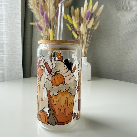 Tesse en verre avec automne