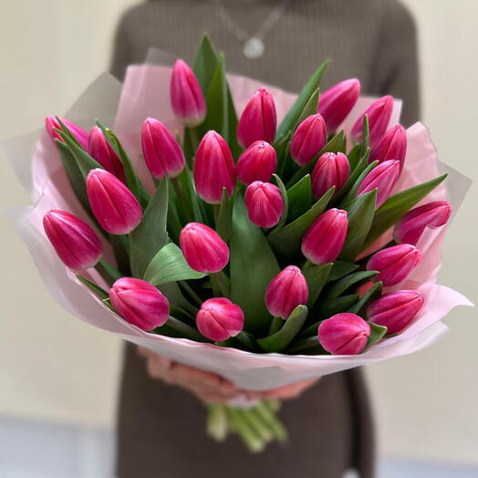 Bouquet de tulipes roses (25 tiges)