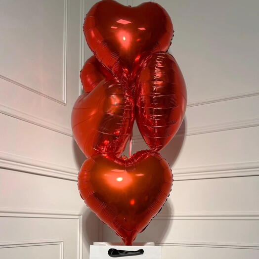 Фонтан сердец шарики 5 шт