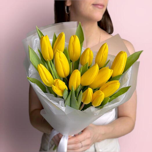 Bouquet de tulipes jaunes vives (15 tiges)