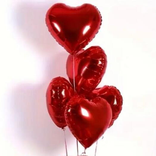 5 красных металлизированных шаров