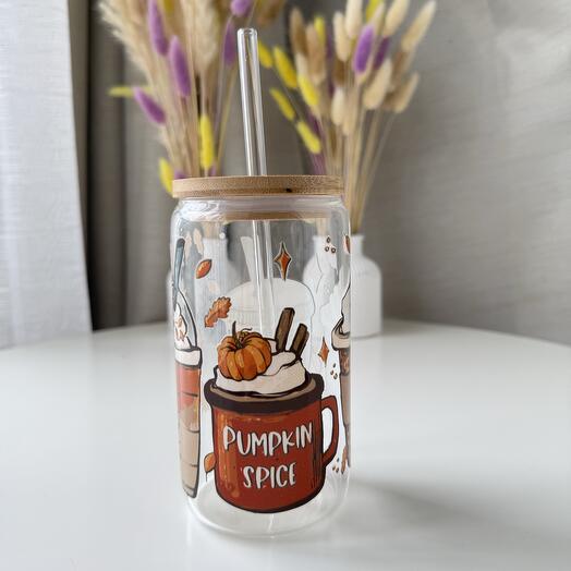 Tesse en verre avec ambiance automnale