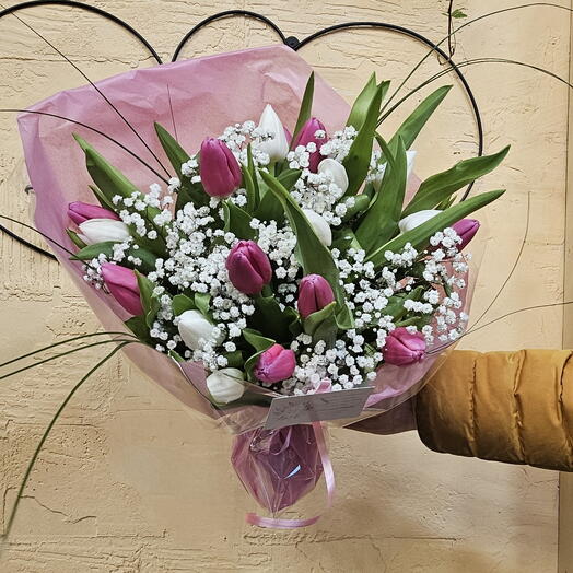 Bouquet de Tulipes Rose et blanc