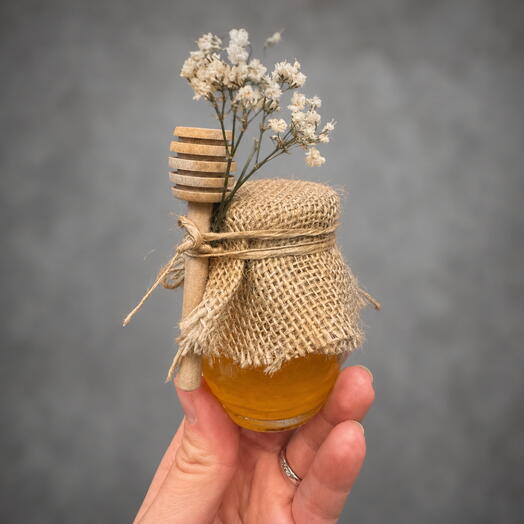 Petit pot de miel artisanal decore