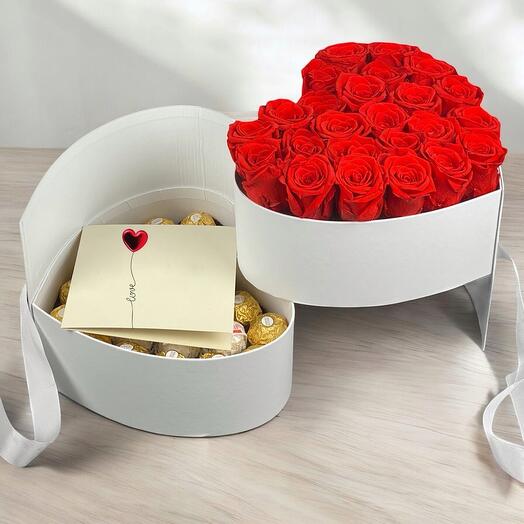 Cœur de roses 20 pcs avec Ferrero rocher