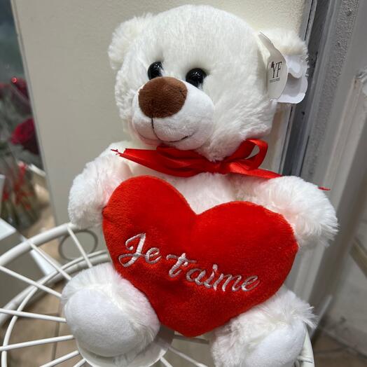 Ourson blanc cœur je t aime