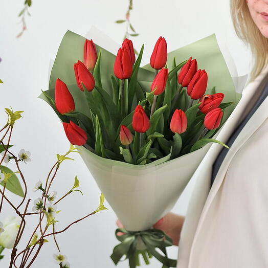 Bouquet de tulipes rouges (15 tiges)