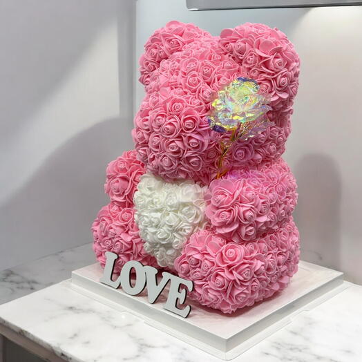 Ourson en rose 40 cm