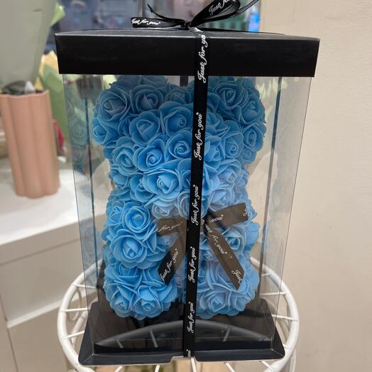 Ourson rose artificielle bleu