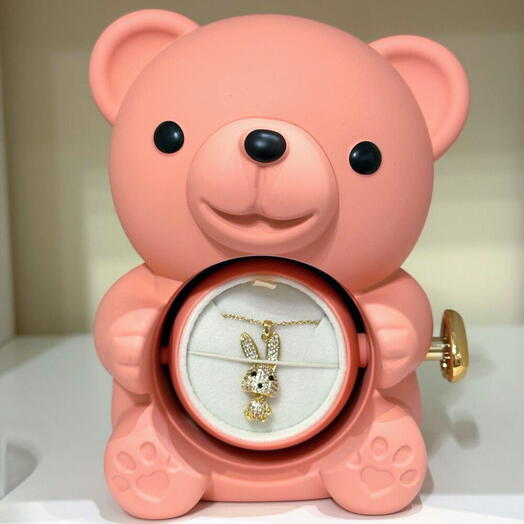 Teddy bear with jewels + stabilized rose