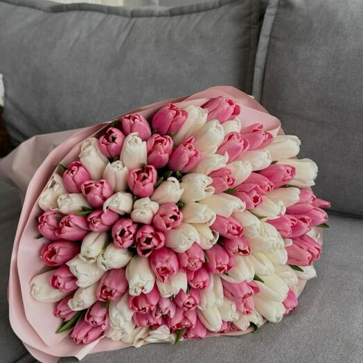 101 tulips Rose et Blanc