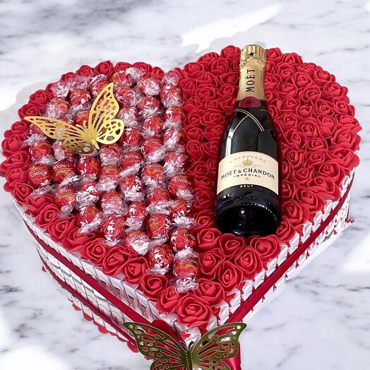 Cœur de chocolat avec champagne Moet