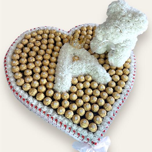 Cœur de Ferrero Rocher personnalise avec initiale - Cadeau d exception