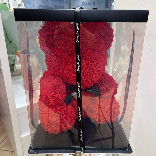 Ourson rose artificielle rouge